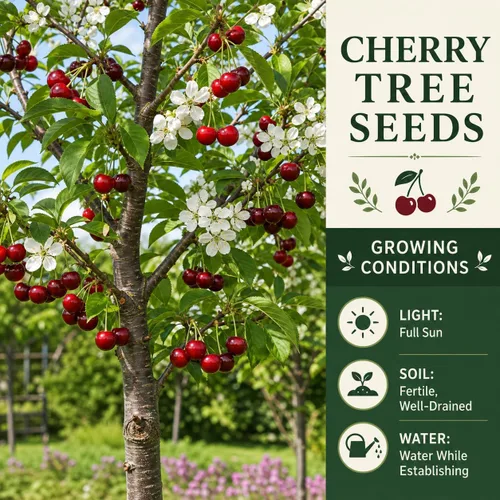 Vista 4 de 30 semillas de cerezo – Prunus Avium – Semillas de plantas ornamentales sin OMG para jardín al aire libre