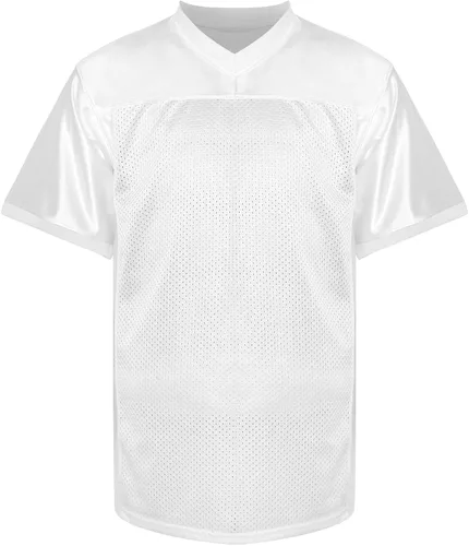 Vista 2 de MESOSPERO Camisetas de fútbol en blanco para hombre, camisa de fútbol lisa de poliéster de malla, ropa deportiva S-3XL, negro, blanco, gris