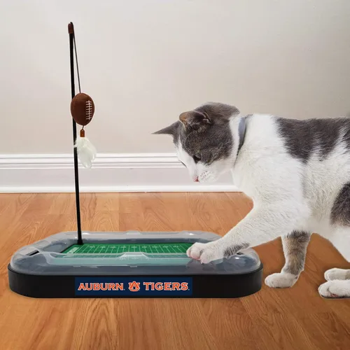 Vista 36 de Pets First NCAA Alabama Crimson Tide Football Field - Juguete rascador para gatos con peluche relleno de hierba gatera y juguete de plumas, con bola