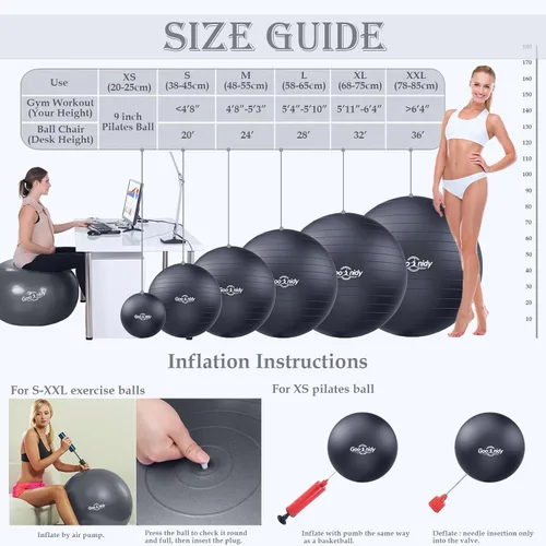 Vista 5 de Soft Exercise Ball, Anti-Burst Pilates Yoga Ball Chair Supports 2200lb, Workout Equipment w/ Pump for Women Pregnancy, Medicine, Birthing, Physical