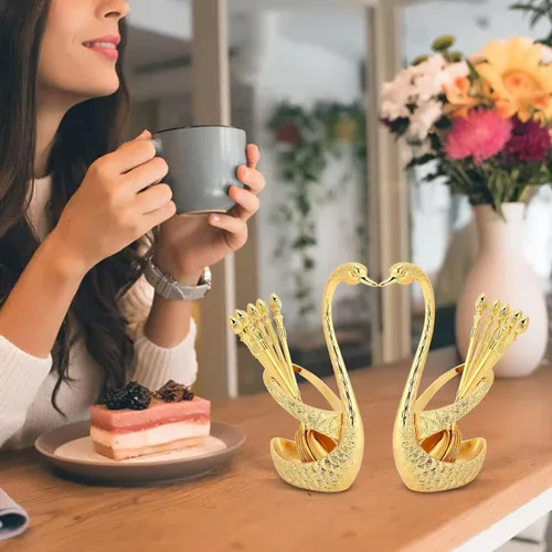 Vista 6 de Cuchara de café dorada para barra de café, 6 cucharas de café de 5 pulgadas de largo, cucharas de postre, cucharas de té, cucharas de espresso