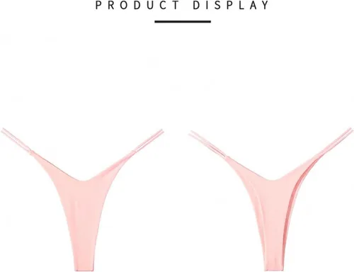 Vista 3 de Tangas de algodón G String para mujer, sexy, sin costuras, de cintura baja, ropa interior suave con abertura alta Albaricoque/Negro/Rosa/Blanco