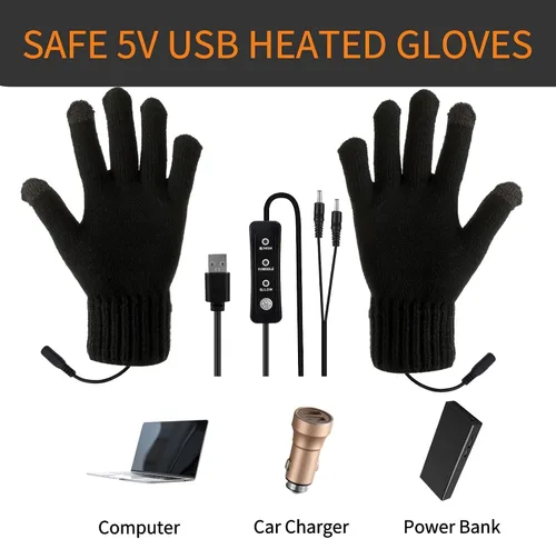 Vista 2 de Guantes eléctricos con calefacción USB de 5 V para hombres y mujeres, mantienen tus manos calientes con calentadores de manos de invierno, guantes