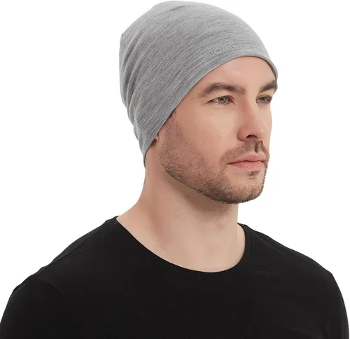 Vista 3 de Gorro de lana merina, gorra ligera para correr, transpirable, gorro de dormir para hombres y mujeres