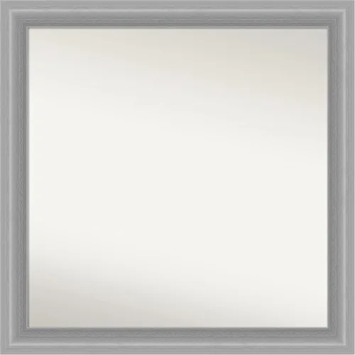 Vista 147 de Amanti Art Espejo de baño plateado para sobre el fregadero, 24 x 24 pulgadas, espejo cuadrado de peltre forjado a medida, marco de madera casual