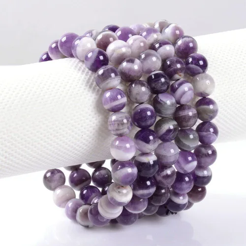 Vista 2 de Justinstones Pulsera elástica de cuentas redondas de 0.315 in con gemas semipreciosas, unisex, 7 pulgadas