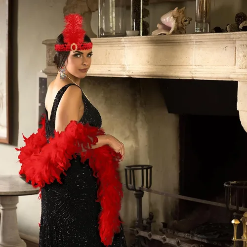 Vista 2 de FEPITO Juego de accesorios de gran Gatsby de los años 20 para mujer con diadema