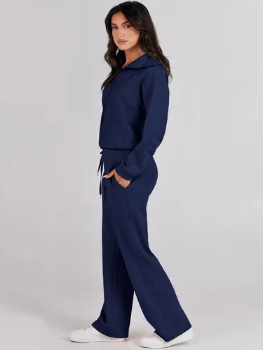 Vista 3 de ANRABESS Women 2 Piece Outfits Sweatsuit Set 2023 Fall Oversized Half Zip Sweatshirt Wide Leg Sweatpant Lounge Set Tracksuit