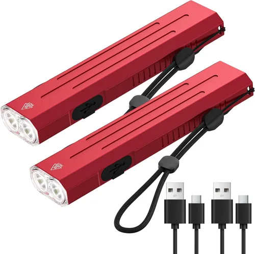 Vista 18 de Hoxida Linterna EDC recargable de alto lúmenes, mini linterna de bolsillo con botón estroboscópico táctico, linterna plana pequeña EDC magnética