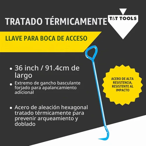 Vista 3 de T&T Tools - Herramienta de gancho de registro superior de 36 pulgadas, mango giratorio, hexagonal de 5/8 pulgadas