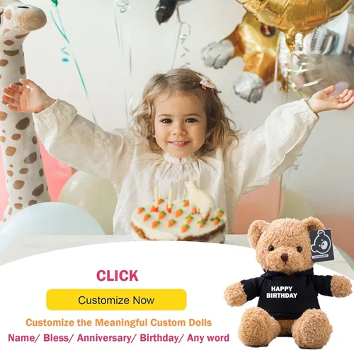 Vista 2 de Oso de peluche personalizado con texto + foto, oso de San Valentín, animales de peluche, juguetes de peluche como regalos personalizados para Negro