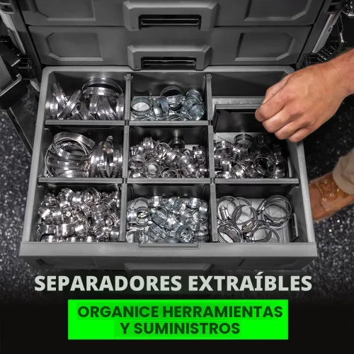 Vista 5 de FLEX STACK PACK - Caja de herramientas de 3 cajones con sistema de almacenamiento, FS1105, gris/negro