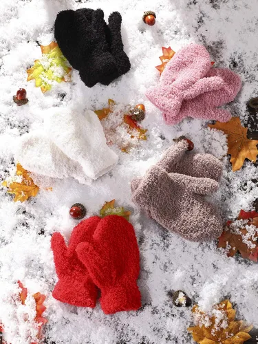 Vista 6 de Boao 5 pares de guantes de punto elásticos para niños y niñas, guantes cálidos de invierno para niños y niñas