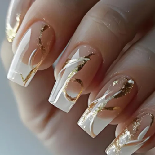 Vista 32 de MISUD Uñas a presión – Uñas cuadradas largas con pegamento rosa y negro, acrílico Y2K diseño de dijes de 24 piezas