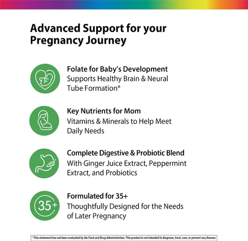 Vista 4 de Rainbow Light 35+ Mamá y Bebé + Multivitamínico 60 cápsulas Nutrición prenatal y posnatal Nutrientes de alimentos reales, superalimentos