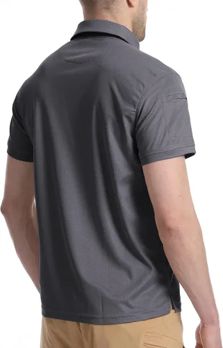 Vista 4 de YAXHWIV Polo para hombre, camiseta táctica para hombre, manga corta, absorbe la humedad, camiseta de tenis de golf