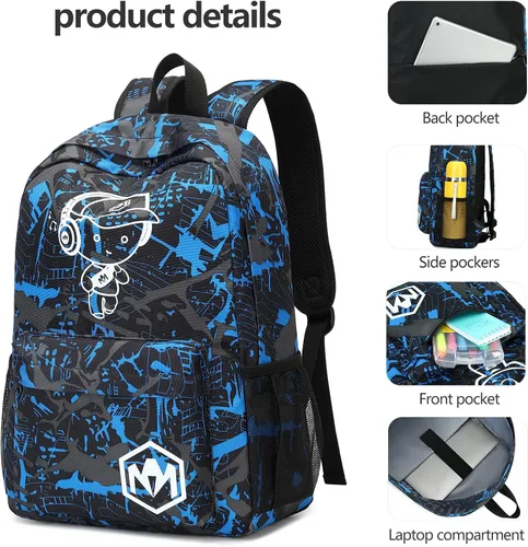 Vista 7 de Mochila escolar para estudiantes mochila de viaje para adolescentes