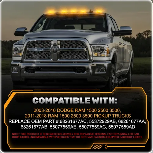 Vista 3 de POPMOTORZ Luces LED de marcador de techo de cabina, 5 piezas de luces de liquidación para Dodge Ram 2003-2018 1500 2500 3500 Pickup Trucks LED Cab