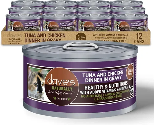 Vista 17 de Dave's Pet Food Grain Free Wet Cat Food (Minced Chicken in Gravy), Naturally Healthy Canned, Added Vitamins & Minerals, Wheat, Gluten & GMO-Free