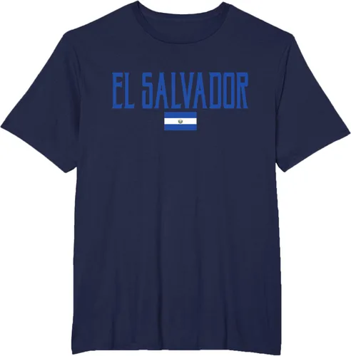 Vista 53 de Camiseta de texto azul con bandera de El Salvador, Negro, S