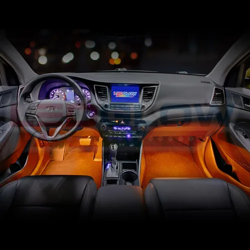 Vista 3 de LEDGlow - Juego de iluminación para el tablero de mandos del auto, ajuste universal, modo música, modo de iluminación bypass automático, 4
