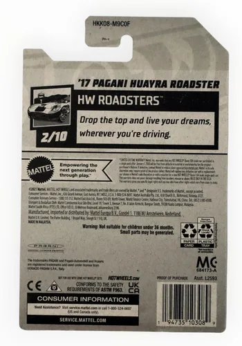 Vista 2 de Hot Wheels '17 Pagani Huayra Roadster, Roadsters 2/10 [Azul]