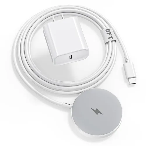 Vista 9 de [Apple MFi Certified]Magnetic Wireless Charging Pad with USBC Charger Block 15W Apple Mag-Safe Charger, 3.3FT Magnetic Charging Pad for iPhone