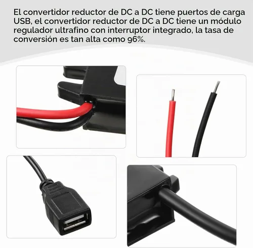 Vista 3 de Weewooday 12 V a 5 V convertidor DC módulo buck adaptador de alimentación USB convertidor de alimentación para coche regulador (1 pieza)