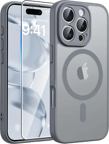 Vista 302 de FNTCASE - Funda para iPhone 16 Pro: magnética, mate, translúcida, de grado militar, protectora contra caídas, resistente, fina, duradera y a prueba