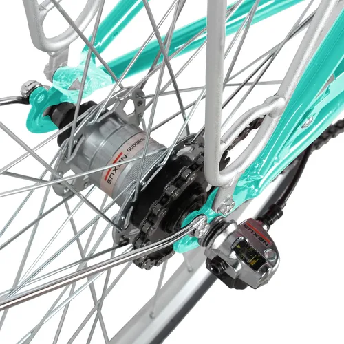 Vista 5 de Tracer Osaka - Bicicletas híbridas, marco de acero, Shimano Nexus Inter 3/7 velocidades, agarre marrón asiento marrón, bicicleta de carretera