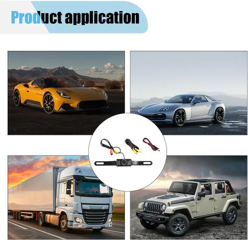 Vista 5 de Cámara de respaldo para matrícula de automóvil, cámara de visión trasera gran angular de 170 grados, 8 luces LED infrarrojas, cámara de visión