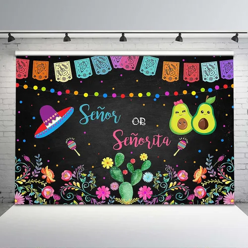 Vista 8 de Avezano Fondo para fiesta de revelación de género Señor o Señorita niño o niña, baby shower, fiesta, fotografía, fondo de aguacate mexicano para él