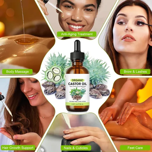 Vista 4 de Aceite de ricino negro jamaicano de 4.1 fl oz para el crecimiento del cabello, aceite de ricino prensado en frío sin refinar, aceite de ricino 100%