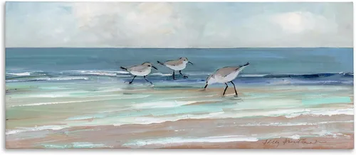 Vista 12 de Stupell Industries 'Sandpiper Flock Shoreline Splashing' Arte en Lienzo Sandpiper Flock Shoreline_v1