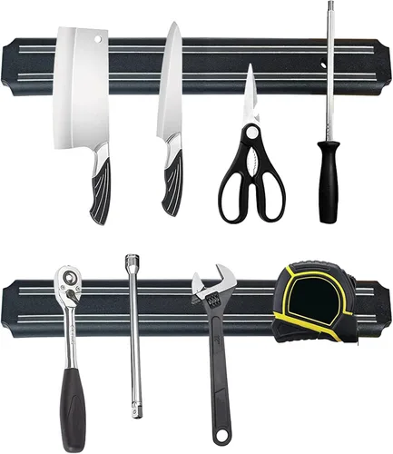 Vista 11 de Paquete de 2 potentes soportes magnéticos para cuchillos, tiras magnéticas para cuchillos de cocina, libre de óxido, multiusos, para cocina, garaje