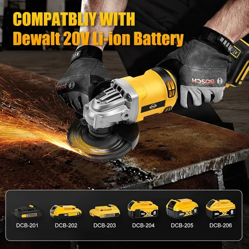 Vista 2 de Amoladora angular inalámbrica compatible con batería DEWALT de 20 V máximo, 4-1/2 pulgadas, motor sin escobillas de 11000 RPM para cortar, moler