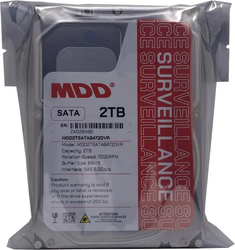 Vista 4 de MDD 2TB 64MB caché 7200RPM SATA 6.0Gb/s 3.5inch disco duro de vigilancia interna - MDD2TSATA6472DVR