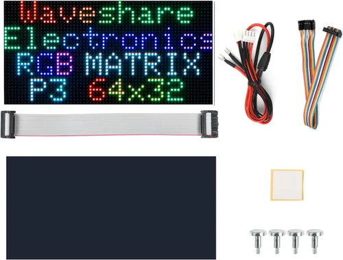 Vista 7 de Panel de matriz LED RGB 64 × 32, 2048 píxeles DOTS de 0.118 in de paso, compatible con Arduino/Raspberry Pi Pico/ESP32, permite mostrar texto