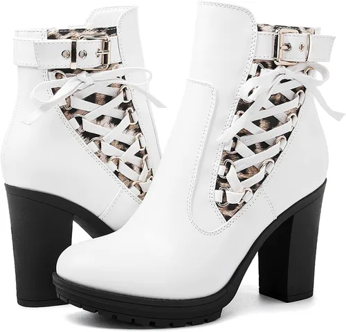 Vista 2 de GLOBALWIN Botines de plataforma gruesa para mujer con tacones