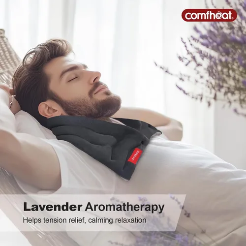 Vista 6 de Almohadilla térmica para el cuello apta para microondas para aliviar el dolor, compresa caliente húmeda, calentador de cuello para microondas