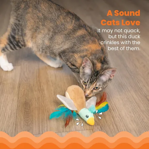 Vista 4 de Catstages Flapperz Pato de Peluche Juguete Interactivo con Hierba Gatera para Gatos