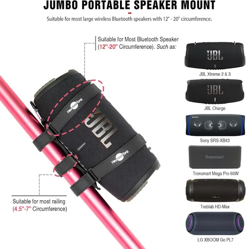 Vista 2 de Soporte de Altavoz Portátil Grande para Altavoces Bluetooth Grandes con Circunferencia de 12"-20", Soporte de Accesorios de Correa Ajustable