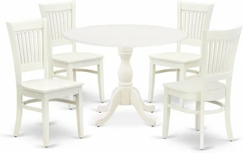 Vista 8 de East West Furniture DMVA3-BLK-W - Juego de comedor de 3 piezas para espacios pequeños que contiene una mesa de comedor redonda con gotas y 2 sillas