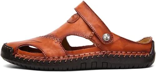 Vista 2 de Honeystore Sandalias atléticas huecas de cuero para hombre, zapatos casuales romanos
