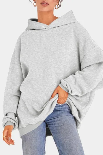 Vista 4 de Trendy Queen Sudaderas con capucha de forro polar de gran tamaño para mujer, cómodas, informales, holgadas, ligeras, para otoño e invierno