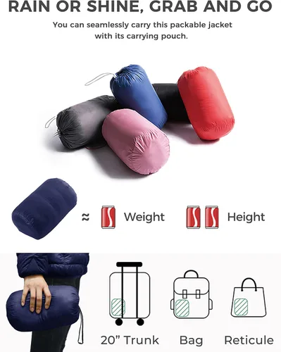 Vista 3 de wantdo Chaqueta de plumón plegable para hombre, chaqueta acolchada ligera con capucha para invierno