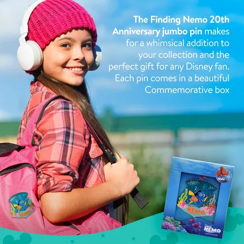Vista 3 de Disney Pixar Finding Nemo - Pin de 20 aniversario, paquete de 1, pieza de coleccionista de edición limitada, joyería temática con Dory y Marlin
