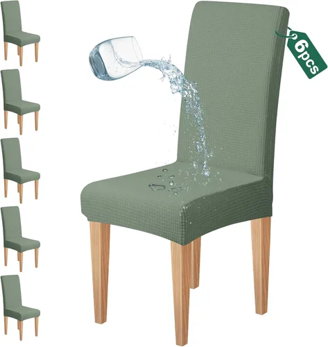 Vista 20 de Dioxide Juego de 4 fundas impermeables para sillas de comedor, fundas elásticas para sillas de comedor, fundas para sillas Parson, extraíbles