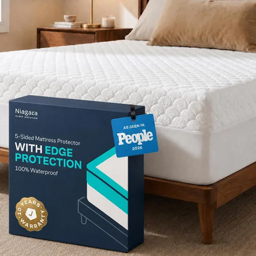 Vista 7 de Protector de Colchón de bambú impermeable tamaño Individual 39x75 pulgadas, no ruidoso, transpirable, peluche muy absorbente, extra profundo, se