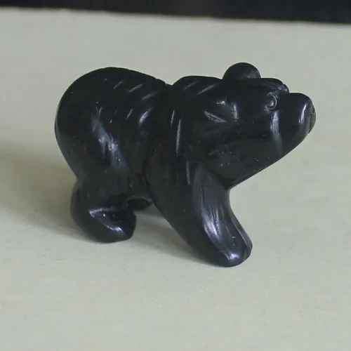 Vista 2 de Figura de oso de cristal tallada a mano, estatua de animal tallada en oficina, decoración del hogar, 1.5 pulgadas (obsidiana negra)